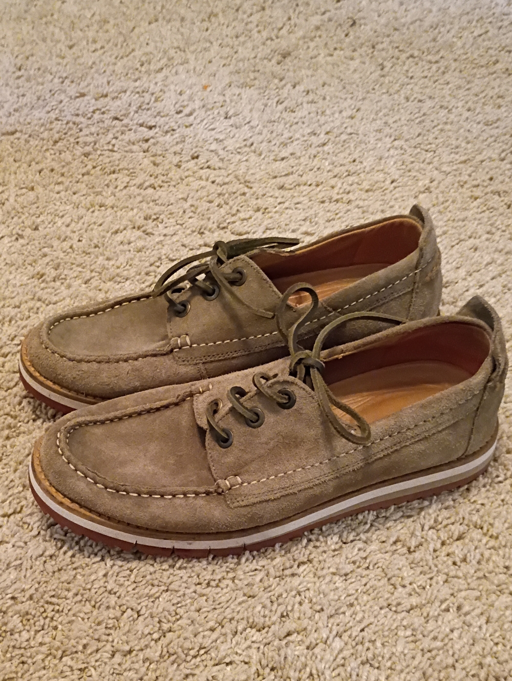 Men's Clarks Suede Moc Toe Lace-Up Shoes in Taupe